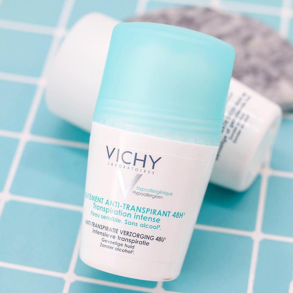 Vichy Traitement Anti-Transpirant 48h - Lăn Khử Mùi Giúp Khô Thoáng 48h Cho Da Nhạy Cảm Nắp Xanh 50ml