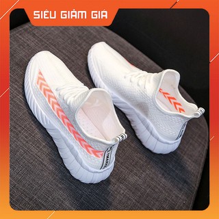 Giày sneaker nữ trắng cao cấp - giày thể thao nữ trắng viền cam