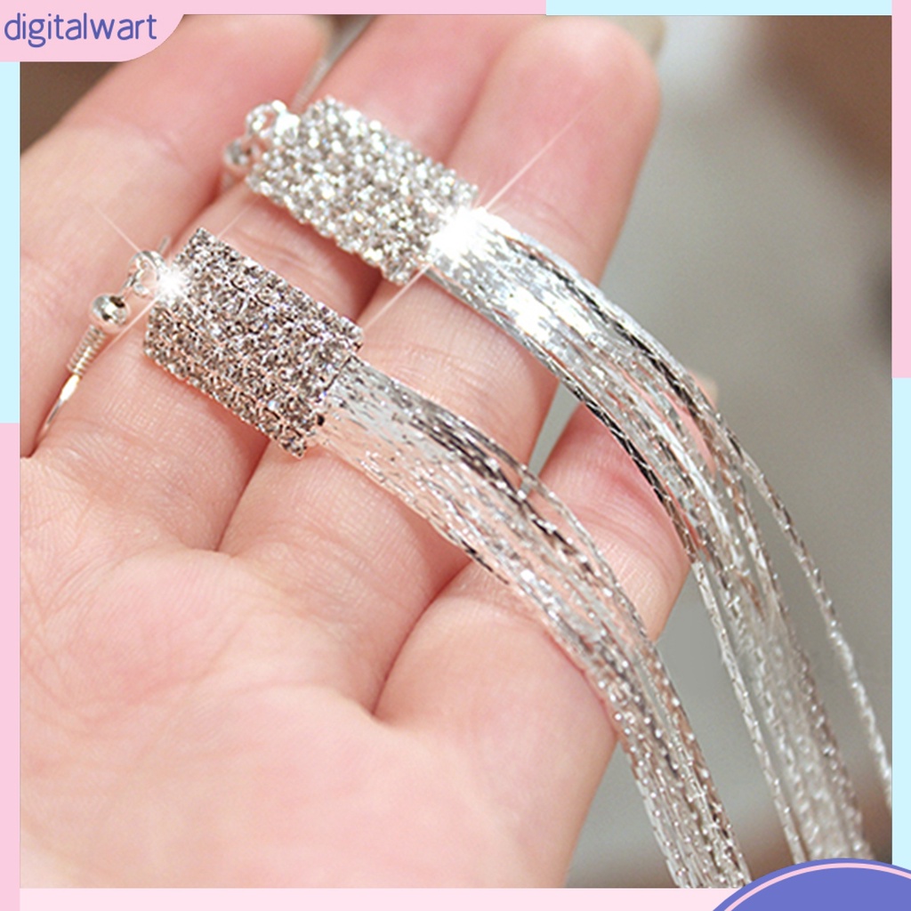 Khuyên tai chuỗi dài tua rua đính đá lấp lánh sang trọng cho nữ