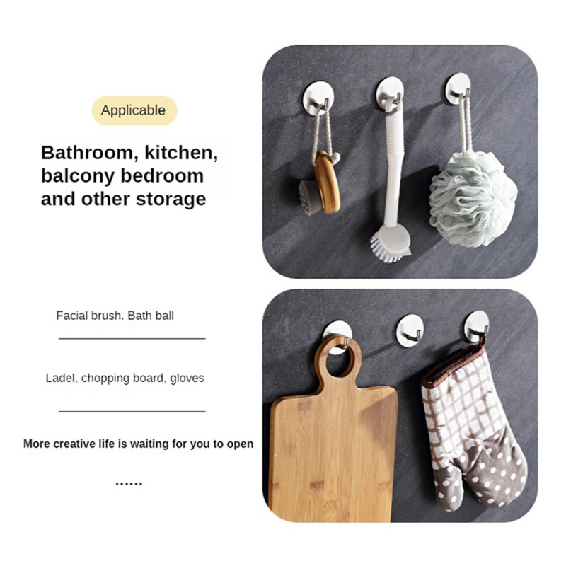 Móc Treo Đồ Dán Tường Tự Dính Màu Đen Tiện Dụng Cho Phòng Ngủ