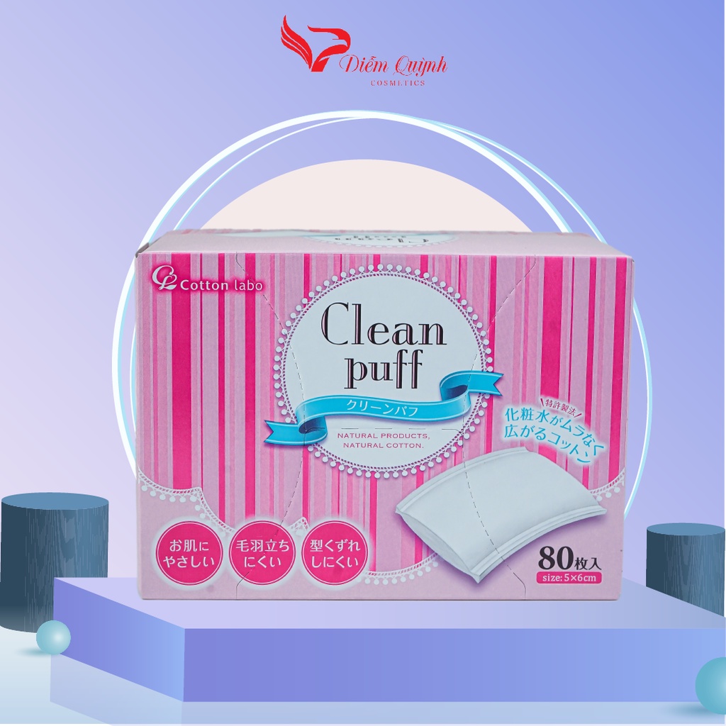 Bông tẩy Trang Clean puff Nhật Bản 80 Miếng