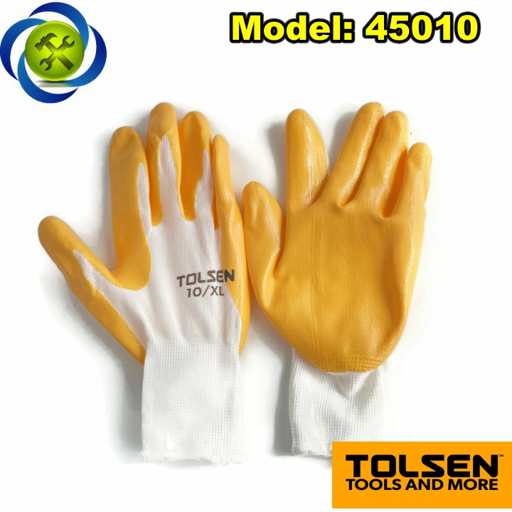 Bao tay vải phủ cao su chống trượt một mặt Tolsen 45010