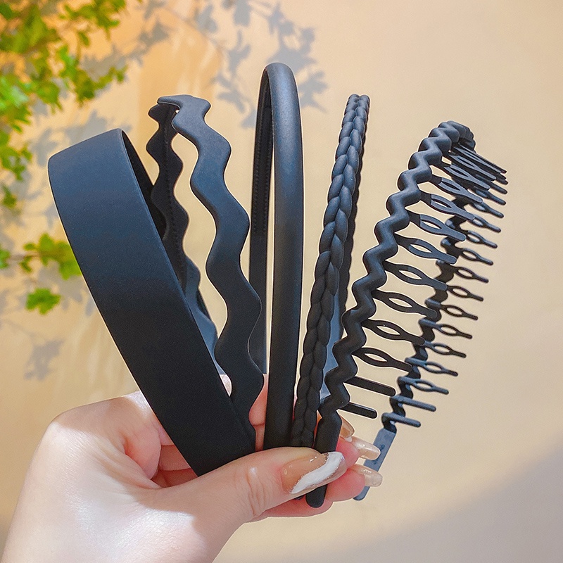 Bộ 5 Băng Đô Cài Tóc Màu Đen Bằng Nhựa Resin Phong Cách Hàn Quốc Thời Trang Cho Nam Và Nữ