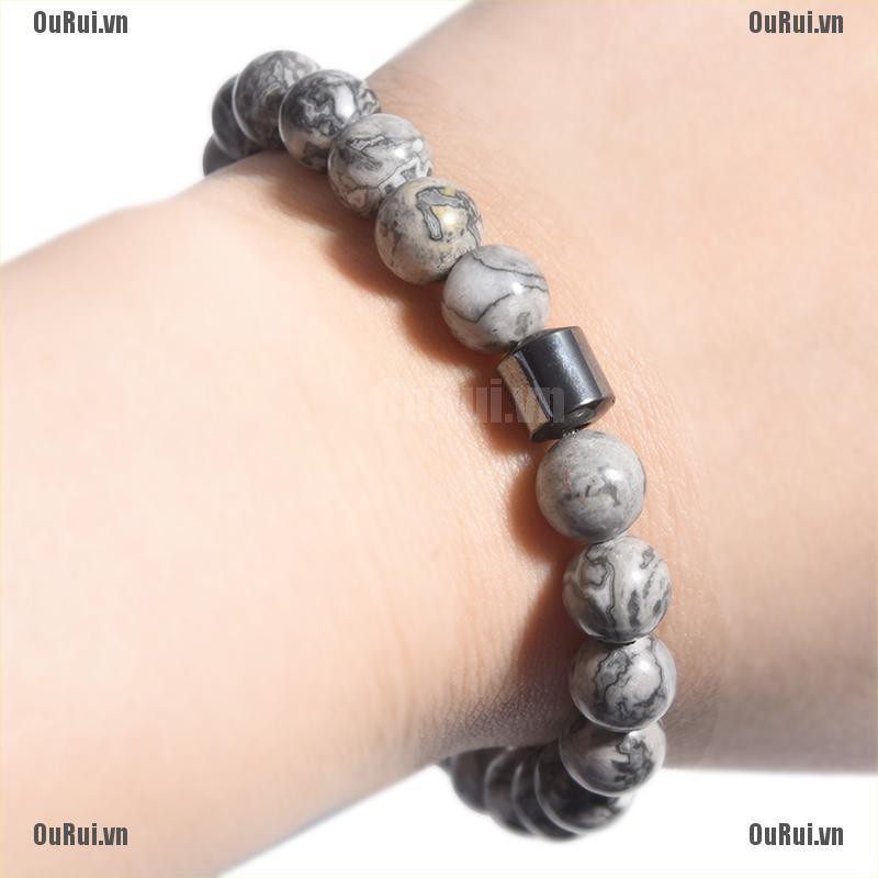 Vòng Đeo Tay Đính Đá Núi Lửa 8mm Cá Tính Cho Nam Và Nữ