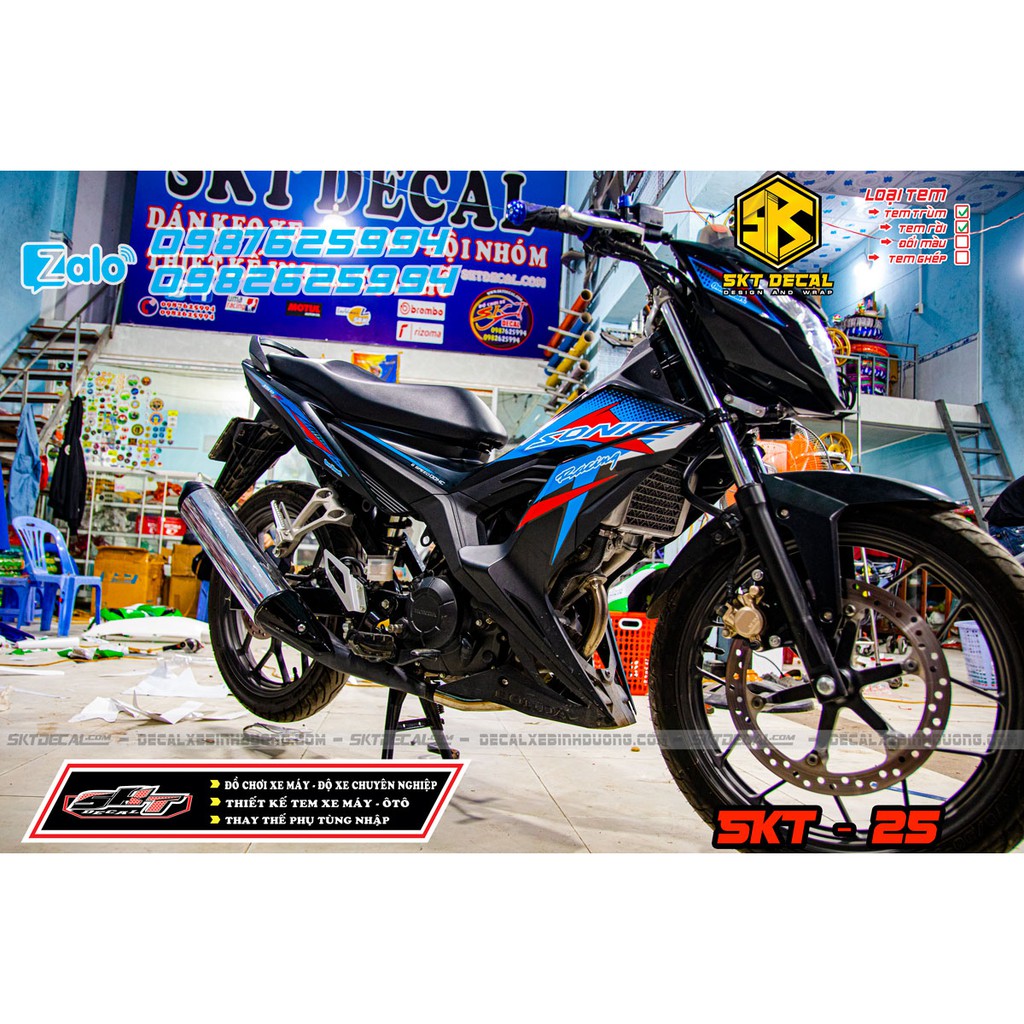 Tem trùm xe sonic xanh đen đỏ