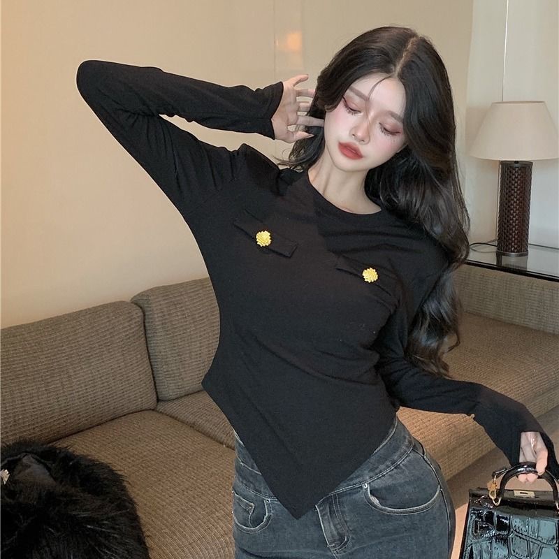 Áo Thun COZOK Tay Dài Cổ Tròn Form Ôm Thiết Kế Độc Đáo Thời Trang