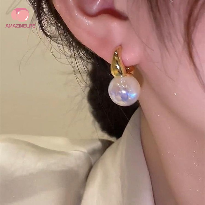 Bông Tai Ngọc Trai Giả Màu Vàng Thời Trang Sang Trọng Cho Nữ
