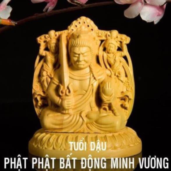 Siêu giảm giá Tượng phật BẢN MỆNH gỗ Hoàng Dương độ theo tuổi kèm đài sen xoay năng lượng mặt trời phong thủy loại 1