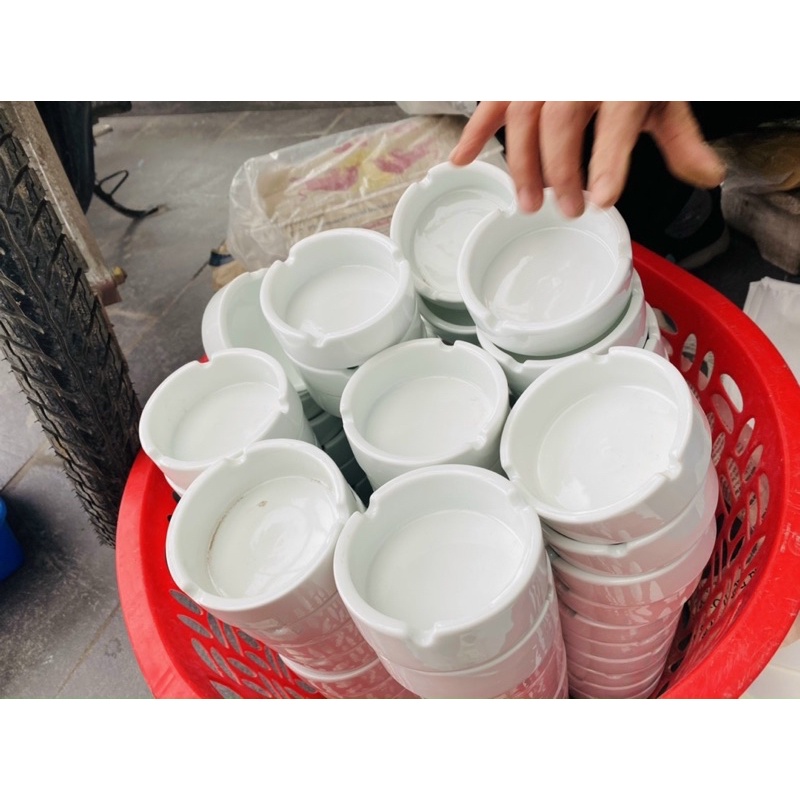 Gạt tàn sứ trắng Bát Tràng