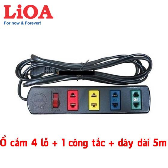 Ổ cắm điện LIOA 4 lỗ có công tắc dây dài 5m chính hãng