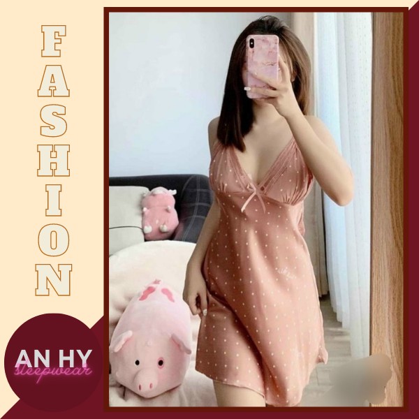 Đầm Ngủ 2 Dây Lụa Cao Cấp,Váy Ngủ Lụa Cao Cấp Phối Ren Night Dress