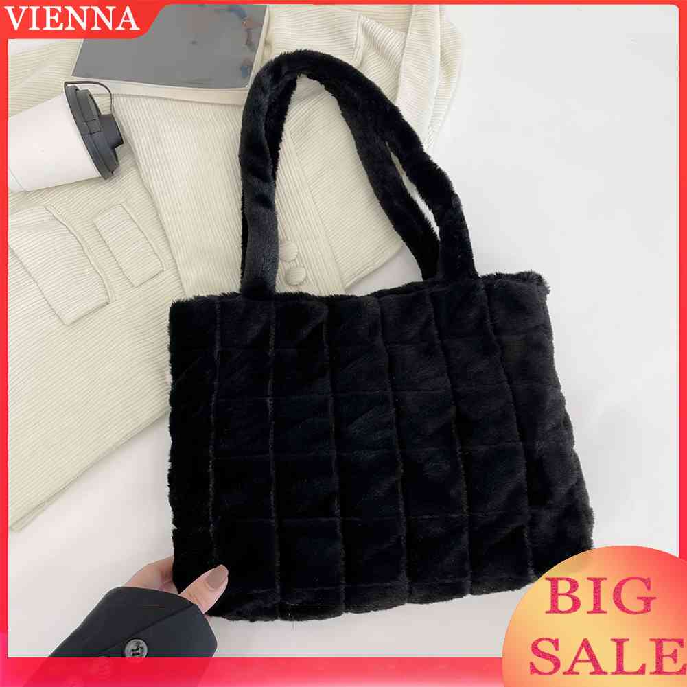 Túi Tote Lông Xù Mềm Mại Có Tay Cầm Thời Trang Thu Đông Cho Nữ