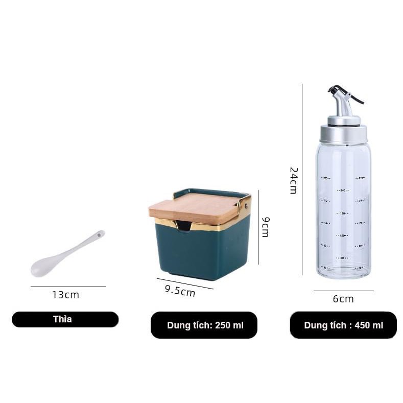Hũ gia vị cao cấp [MỚI NHẤT] [VIDEO TỰ QUAY] gồm lọ đựng dâu ăn, nước mắm, hũ đựng gia vị hiện đại, phong cách Bắc Âu.