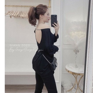 áo thun nữ dài tay chất giấy kiểu dáng xích hở lưng sexy