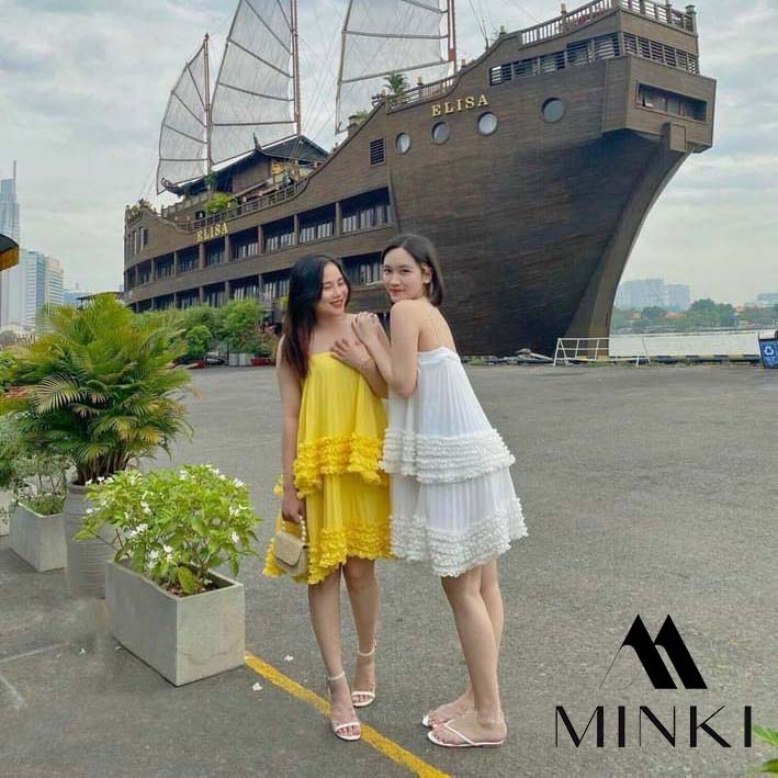 ĐẦM SUÔNG BÈO TẦNG 2 DÂY DẬP LY - CHẤT LIỆU VOAN LÓT CAO CẤP - MÀU HỒNG / VÀNG / TRẮNG