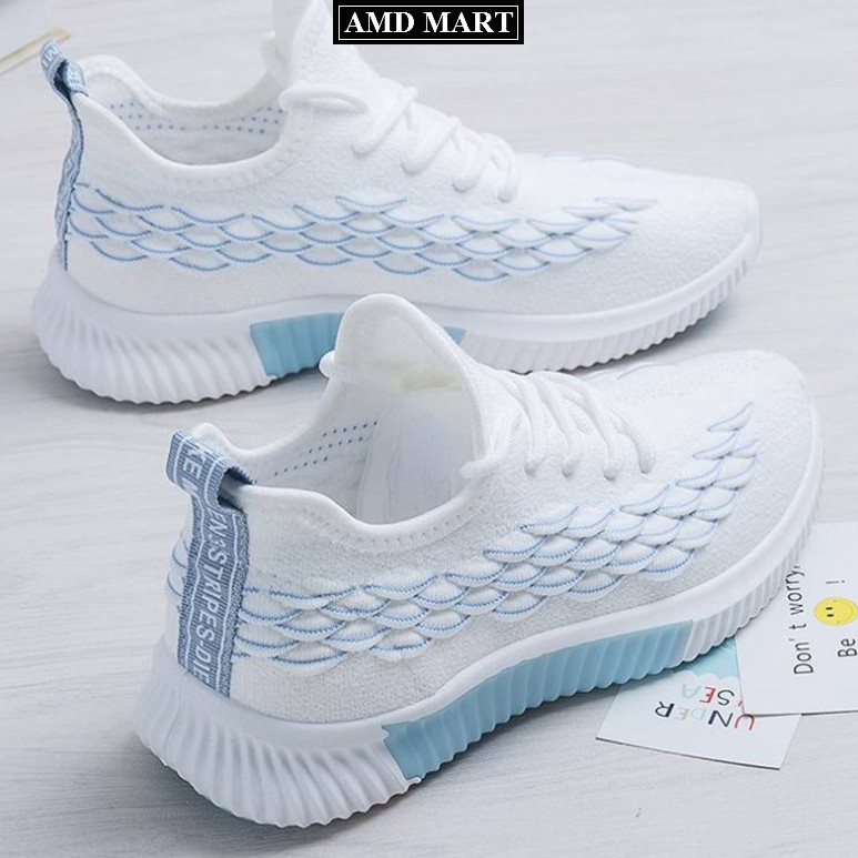 Giày Thể Thao Nữ , Giày Sneaker Nữ ZM16 Thiết Kế Độc Đáo Màu Đen Trắng Dệt Kim Cao Cấp Êm Chân Thoáng Khí