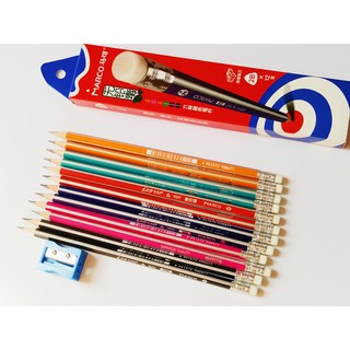 Bút chì MARCO 2B-Thân tam giác-Hộp 12 cây kèm chuốt chì