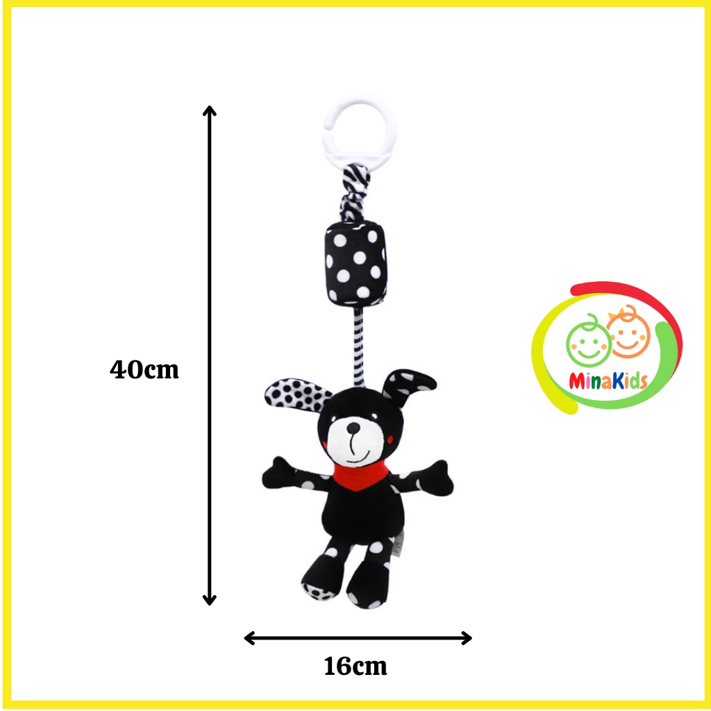 Thú Bông Treo Xe Đẩy Đồ Chơi Treo Nôi Cho Bé Kích Thích Thị Giác Đen Trắng Treo Kệ Chữ A TN43