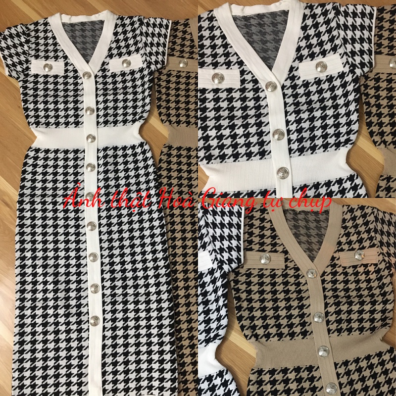 [Có sẵn] Đầm len dệt kim ngắn tay , váy len cổ V ôm body Đ781 có video ảnh thật | BigBuy360 - bigbuy360.vn