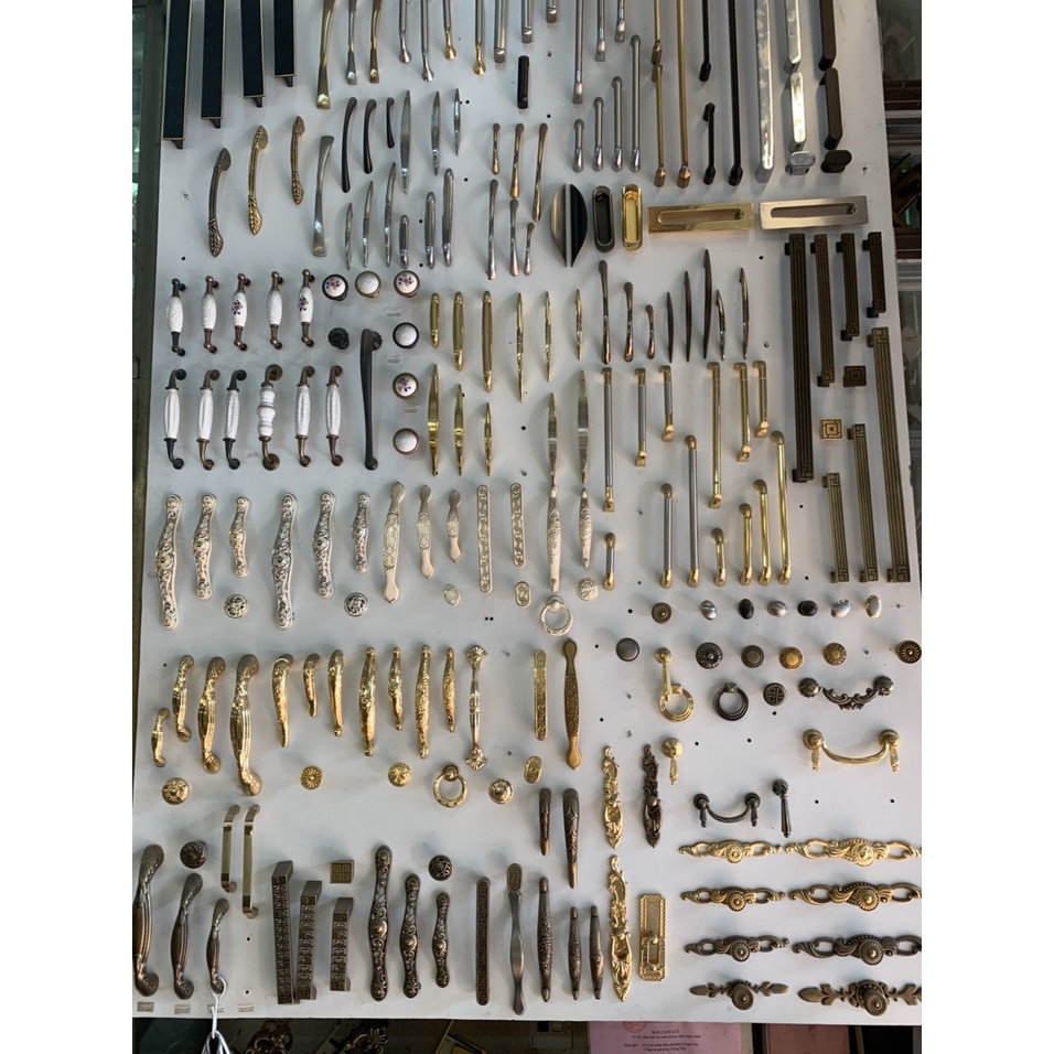 Bộ 2 tay nắm cửa bằng đồng thau, tay nắm tủ bằng đồng rêu họa tiết cổ điển