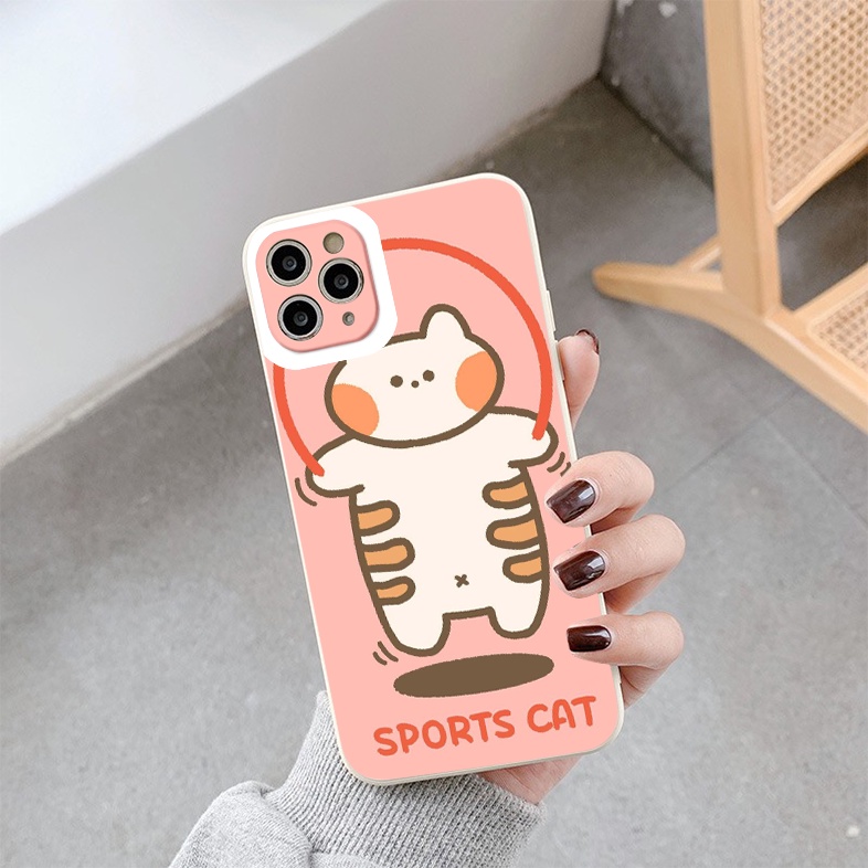 Ốp điện thoại iphone bộ 3 chú mèo tập thể dục ngộ nghĩnh viền vuông ốp iphone 6/7/8/se2020/x/xs/xr/xsmax/11pro/12pro/13
