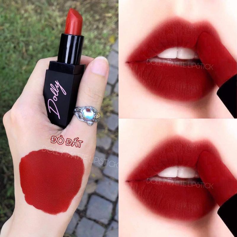 Son Môi DOLLY MATTE LIPSTICK Màu Đỏ Đất Mềm Mịn Lâu Trôi 3.5g