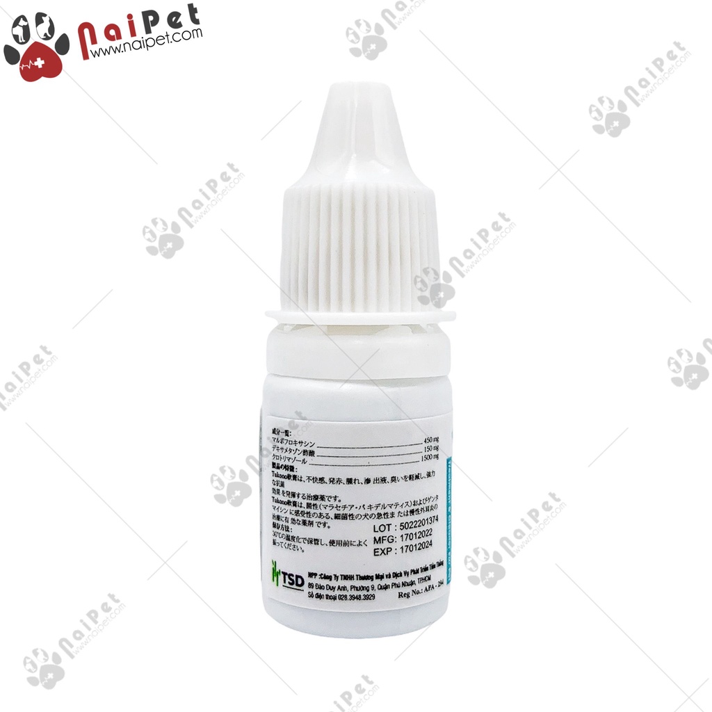 Dung Dịch Nhỏ Tai Chữa Viêm Tai Ngoài Cho Thú Cưng Tukono 5ml
