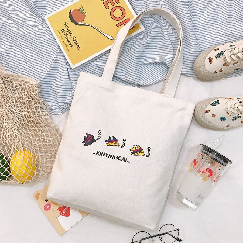 Túi đeo vai, vải canvas - 3 CON CÁ
