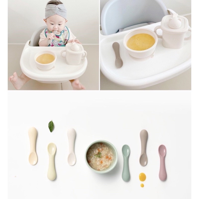 Thìa/muỗng ăn dặm silicone Bluemama nội địa Hàn cho bé