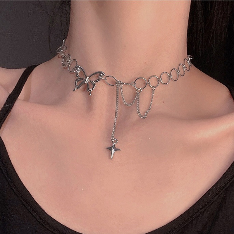 [Bán Chạy] Dây Chuyền Mặt Hình Bướm Rỗng Cá Tính Cho Nữ [Vòng Cổ Đơn Giản] Thời Trang Nữ