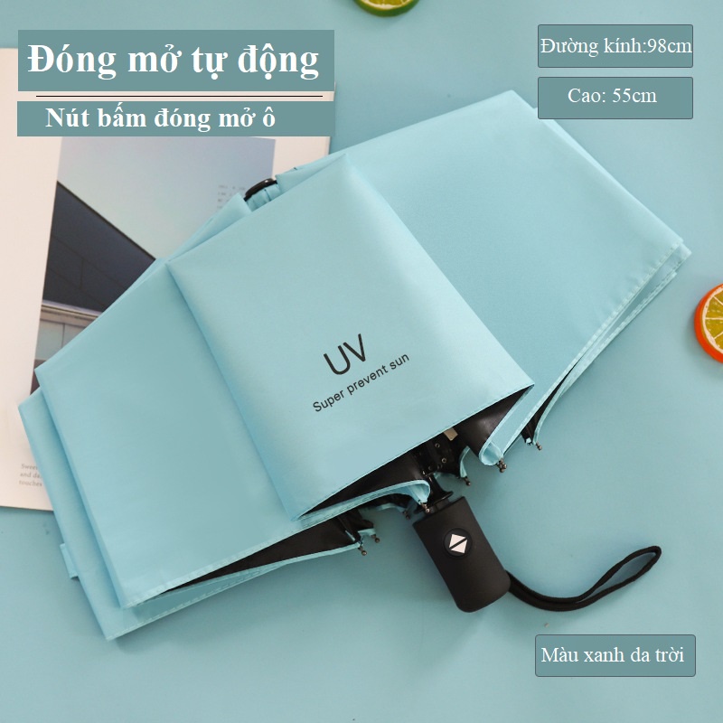 Ô Che Nắng Mưa Chống Tia UV Dù Tự Động Mini Dù Che Mưa Phủ Vinyl Chống Thấm Cao Cấp