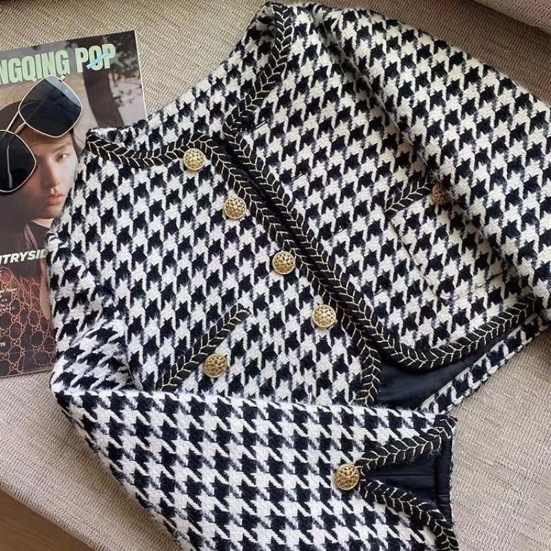 Áo Dạ Tweed Quảng Châu Kẻ Ziczac Dáng Ngắn (Hàng QC 2 Lớp Dày dặn) Áo Khoác Dạ Tweed Form Đứng | BigBuy360 - bigbuy360.vn