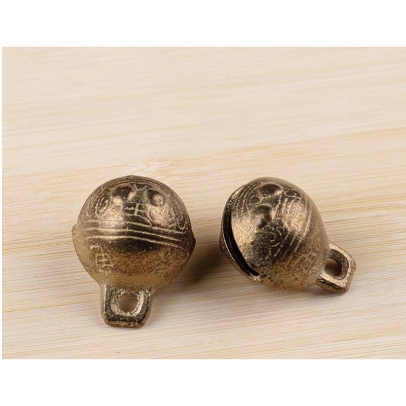 Chuông đồng hoa văn thú Bình An, phụ kiện làm vòng tay , lục lạc hoa văn may mắn - Nana handmadeshop