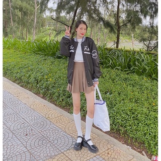 [Hình thật do shop tự chụp] Áo bomber đen  2 lớp