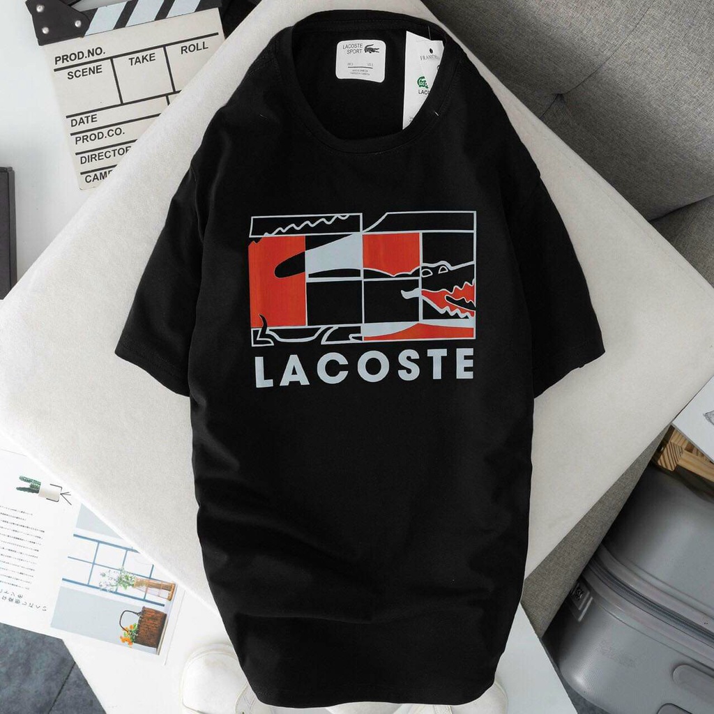 Áo Thun cotton In Chữ Lacoste Cổ Điển + Thẻ