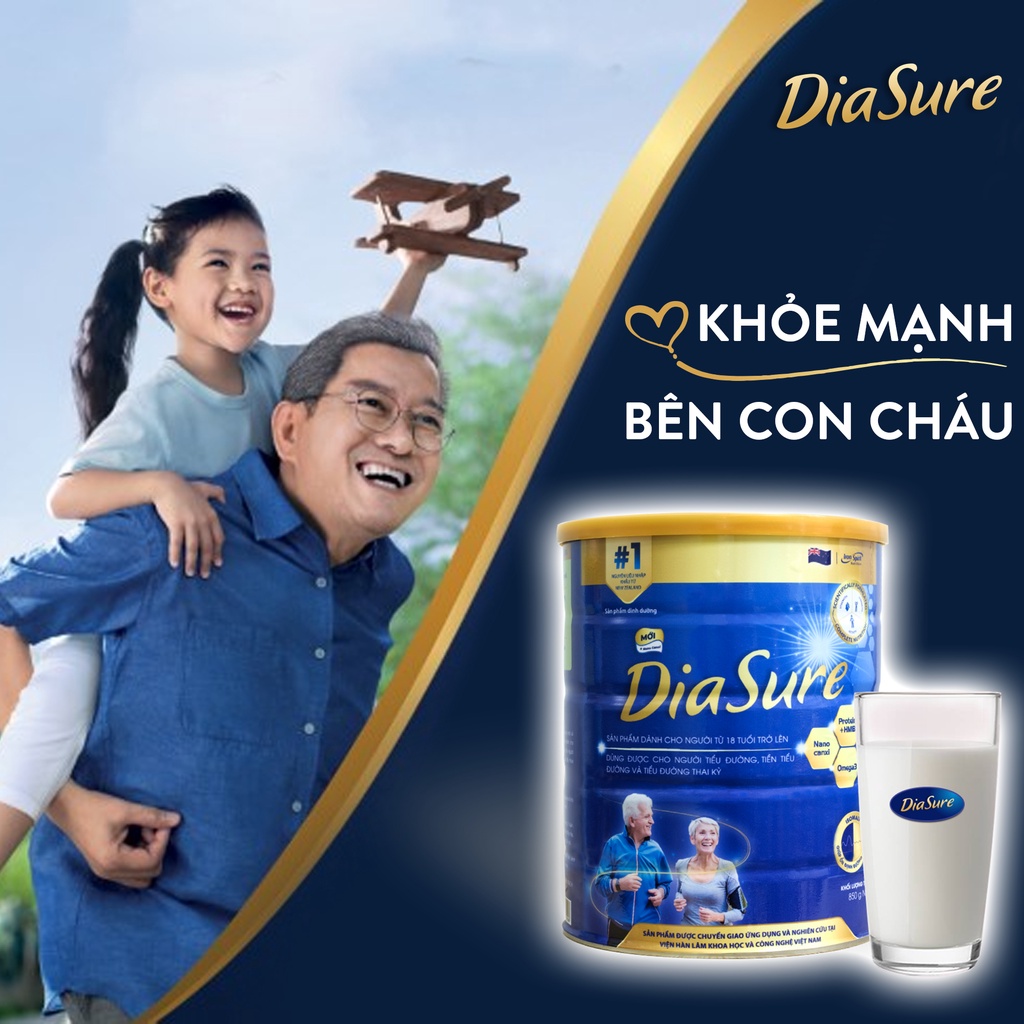 Sữa Non Diasure 850g (Nano Canxi) (Mua 4 Tặng 2 Hộp 450G)- Chuyên Dùng Cho Người Tiểu Đường
