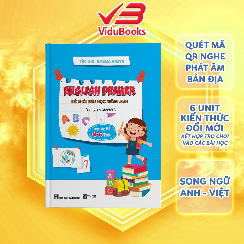 Sách tiếng anh cho bé khởi đầu học ngữ pháp, kích thích thị giác và âm thanh English Primer