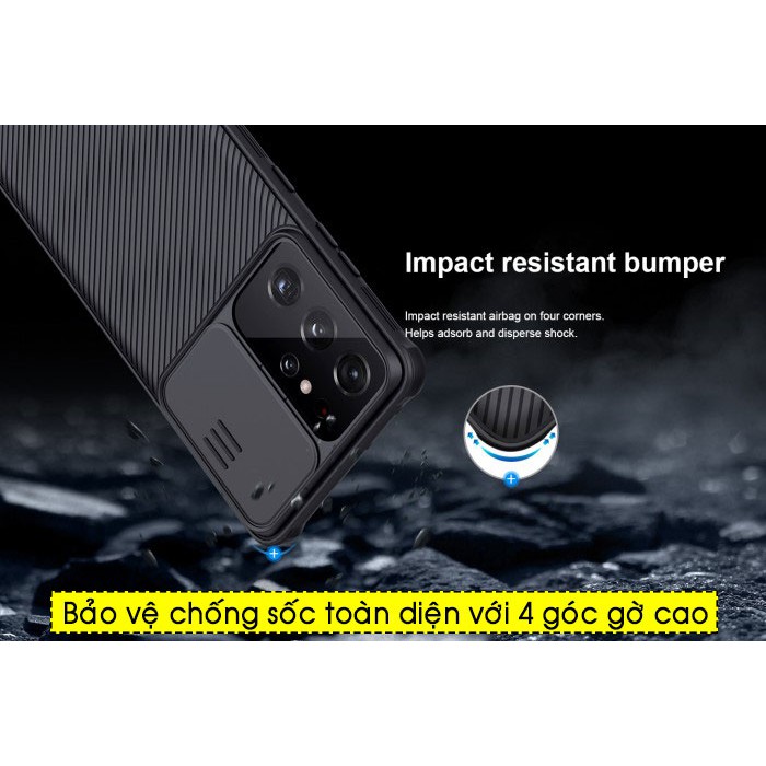 Ốp lưng Samsung Galaxy S21 Ultra / S21 Plus / S21 Nillkin Camshield bảo vệ Camera - Hàng Chính Hãng.