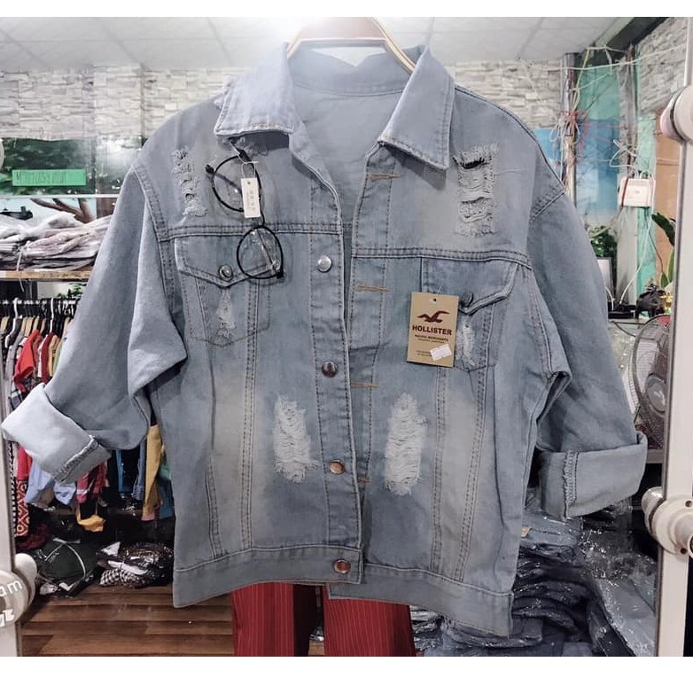 ÁO KHOÁC JEAN NỮ RÁCH CỔ BẺ 032 | BigBuy360 - bigbuy360.vn