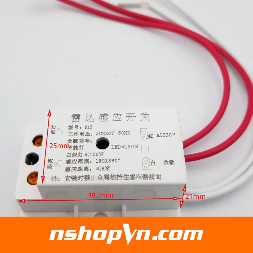 Cảm biến chuyển động 220V phát hiện chuyển động bật đèn tự động, có chế tạm ngừng khi trời sáng