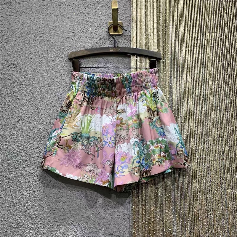 Quần Short Ống Rộng Lưng Thun Cao In Họa Tiết Thời Trang Dành Cho Nữ