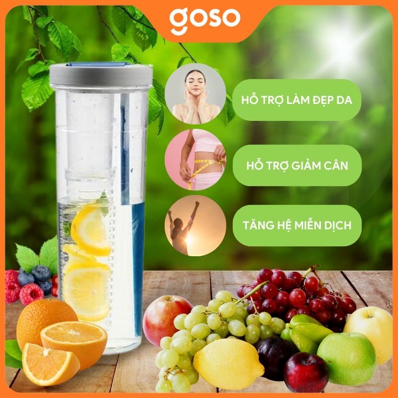 Bình Đựng Nước Detox POR042 700ML BO.050 Có Khay Lọc Trà, Hoa Quả Kèm Ống Hút Cao Cấp