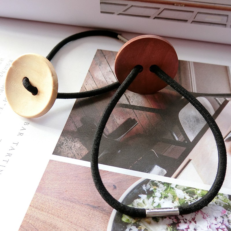 Dây thun cột tóc nút gỗ vintage Màu nâu , màu be: Đường kính 3 CM