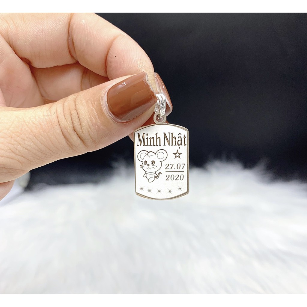 Mặt dây chuyền cho bé mẫu khắc laser miễn phí theo yêu cầu hình thù ngộ nghĩ bạc 990 TleeJewelry D0216