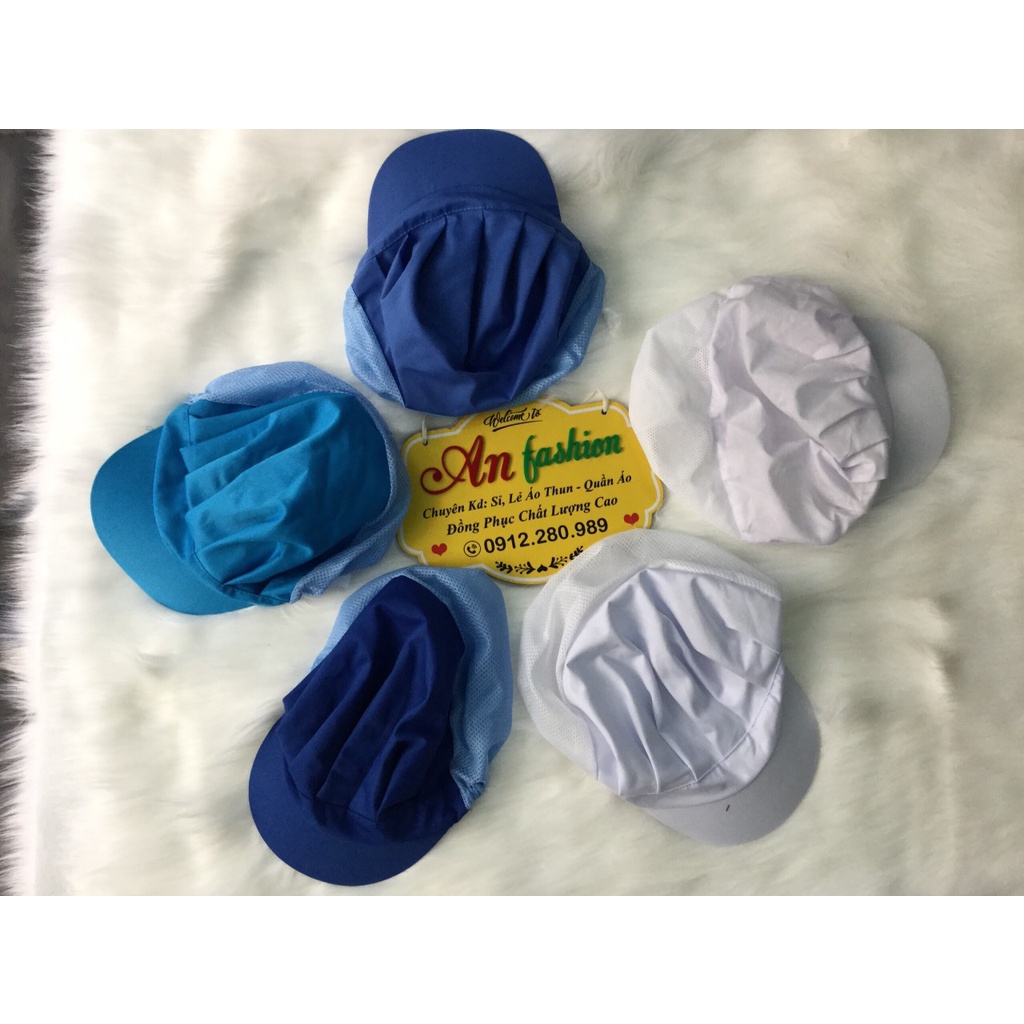 NÓN KẾT XẾP LY CÓ BÚI TÓC VẢI KAKI DÙNG TRONG THỰC PHẨM,