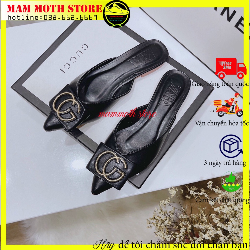 Giày cao gót,sục nữ mũi nhọn hai mẫu đủ màu đen kem full size shop MAMMOTH