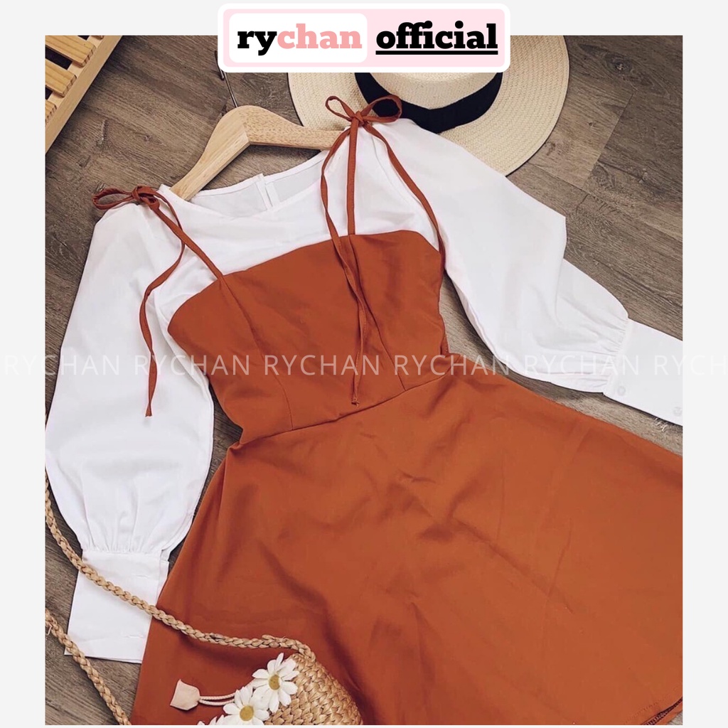 Set Vintage Yếm Bò Mix Áo Sơ Mi Trắng (Kèm Hình Thật) - SE306
