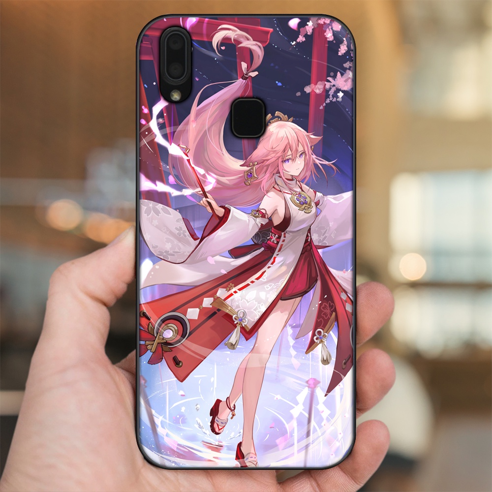 Ốp lưng Vivo Y91, Y95 viền đen in hình Yae Miko Genshin Impact