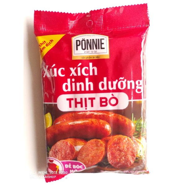 Xúc xích dinh dưỡng Ponnie vị bò, heo gói 175g