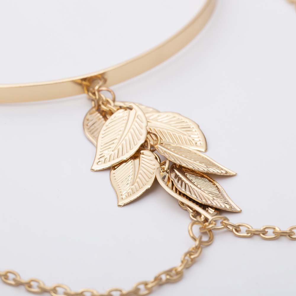 Vòng đeo bắp tay phối sợi xích trang trí mặt lá cá tính thời trang | BigBuy360 - bigbuy360.vn